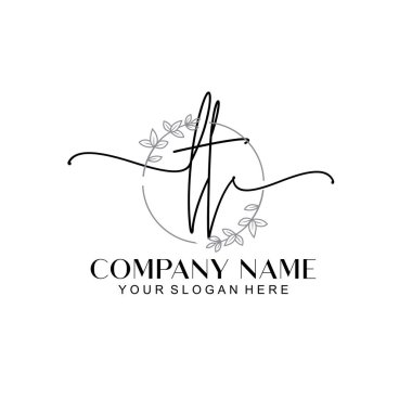 Floral ve Min ile Modern El Yazısı LT İlk Logo Şablonları