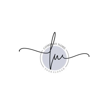Floral ve Min ile Modern El Yazısı LU İlk Logo Şablonları