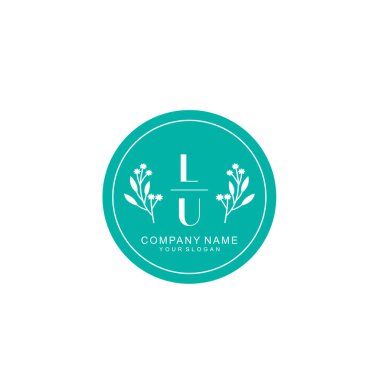 El yazısı LU Baş harfleriyle Çiçek Monogram Logosu Ayarları