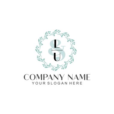 El yazısı LU Baş harfleriyle Çiçek Monogram Logosu Ayarları