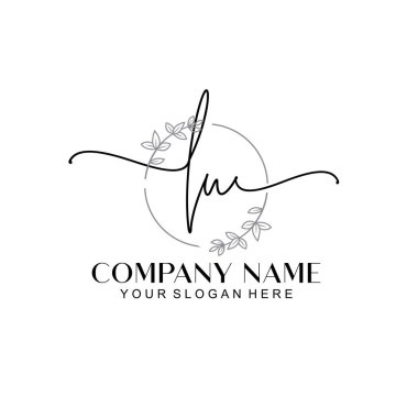 Floral ve Min ile Modern El Yazısı LU İlk Logo Şablonları