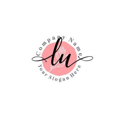 Floral ve Min ile Modern El Yazısı LU İlk Logo Şablonları