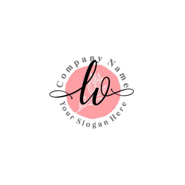 Çiçek ve Min ile Modern El Yazısı LV İlk Logo Şablonları