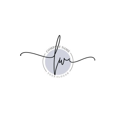 Çiçek ve Min ile Modern El Yazısı LW İlk Logo Şablonları