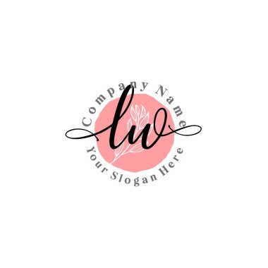 Çiçek ve Min ile Modern El Yazısı LW İlk Logo Şablonları