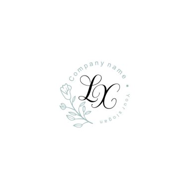 Floral ve Lüks Acc ile el yazması LX İlk Logo Şablonları