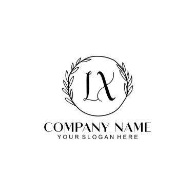El yazısı LX Baş harfleriyle Çiçek Monogram Logosu Ayarları