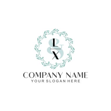 El yazısı LX Baş harfleriyle Çiçek Monogram Logosu Ayarları