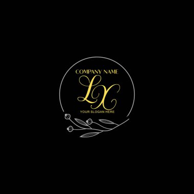 Floral ve Lüks Acc ile el yazması LX İlk Logo Şablonları