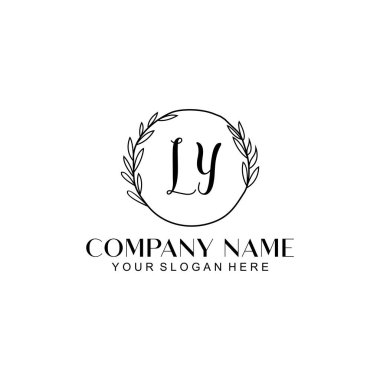El yazısı LY Baş harfleriyle Çiçek Monogram Logosu Ayarları