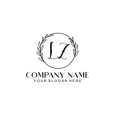 El yazısıyla LZ Baş harfleriyle Çiçek Monogram Logosu Ayarları