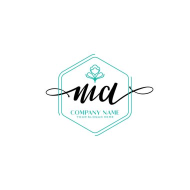 Çiçek ve Min ile Modern El Yazısı MA İlk Logo Şablonları
