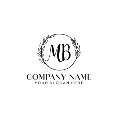 El yazısı MB Baş harfleriyle Çiçek Monogram Logosu Ayarları