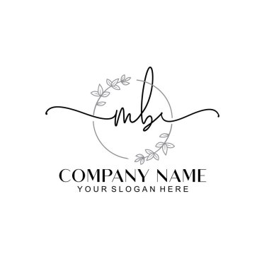 Çiçek ve Min ile Modern El Yazısı MB İlk Logo Şablonları