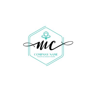 Çiçek ve Min ile Modern El Yazısı MC İlk Logo Şablonları