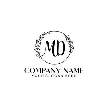 El yazısı MD harfleriyle Çiçek Monogram Logosu Ayarları