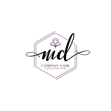 Çiçek ve Min ile Modern El Yazısı MD İlk Logo Şablonları