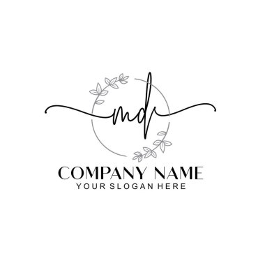 Çiçek ve Min ile Modern El Yazısı MD İlk Logo Şablonları
