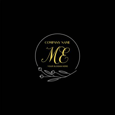 Floral ve Lüks Acc ile El Yazması ME İlk Logo Şablonları