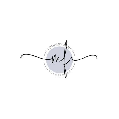 Çiçek ve Min ile Modern El Yazısı MF İlk Logo Şablonları