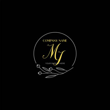 Çiçek ve Lüks Acc ile el yazısı MI İlk Logo Şablonları