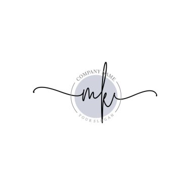 Çiçek ve Min ile Modern El Yazısı MK İlk Logo Şablonları