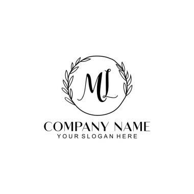 El yazısı ML Baş harfleriyle Çiçek Monogram Logosu Ayarları