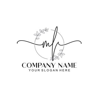 Çiçek ve Min ile Modern El Yazısı ML İlk Logo Şablonları