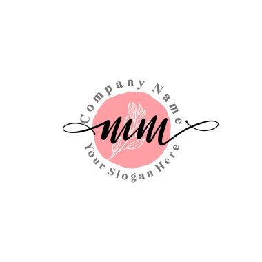 Çiçek ve Min ile Modern El Yazısı MM İlk Logo Şablonları