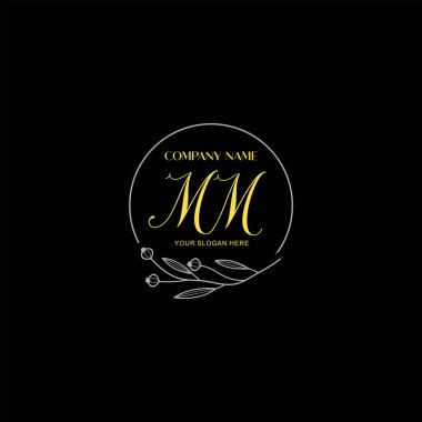 Çiçek ve Lüks Acc ile el yazısı MM İlk Logo Şablonları