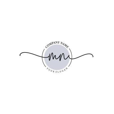 Çiçek ve Min ile Modern El Yazısı MN İlk Logo Şablonları