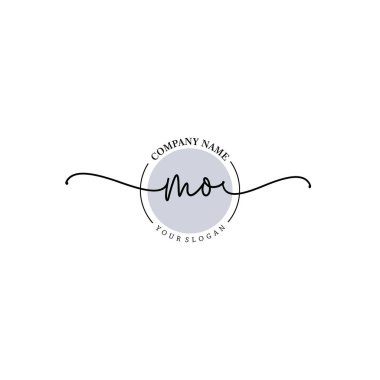 Çiçek ve Min ile Modern El Yazısı MO İlk Logo Şablonları