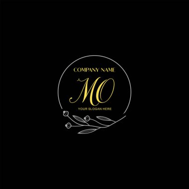 Çiçek ve Lüks Acc ile El Yazması MO İlk Logo Şablonları