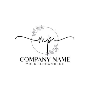 Floral ve Min ile Modern El Yazıları Vekili İlk Logo Şablonları