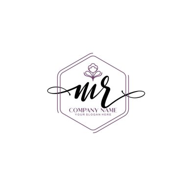 Çiçek ve Min ile Modern El Yazısı MR İlk Logo Şablonları