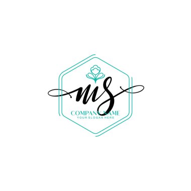 Modern El Yazısı MS Çiçek ve Min ile İlk Logo Şablonları