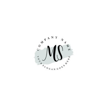 El yazısı MS Baş harfli Çiçek Monogram Logosu