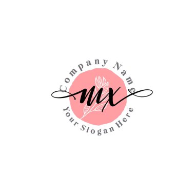 Çiçek ve Min ile Modern El Yazısı MX İlk Logo Şablonları