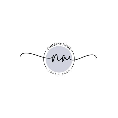 Çiçek ve Min ile Modern El Yazısı NA İlk Logo Şablonları