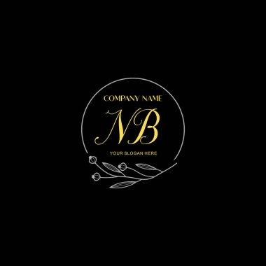 Çiçek ve Lüks Acc ile el yazısı NB İlk Logo Şablonları