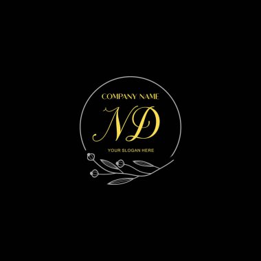 Çiçek ve Lüks Acc ile el yazısı ND İlk Logo Şablonları
