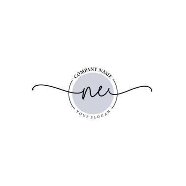 Çağdaş El Yazısı NE Çiçek ve Min ile İlk Logo Şablonları