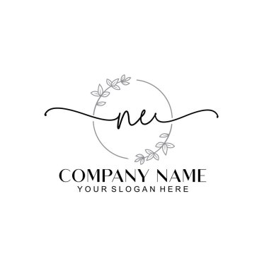 Çağdaş El Yazısı NE Çiçek ve Min ile İlk Logo Şablonları