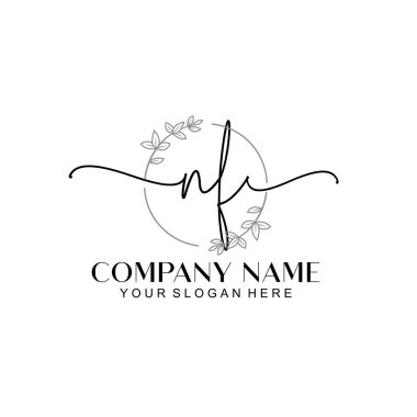Çiçek ve Min ile Modern El Yazısı NF İlk Logo Şablonları