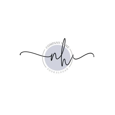 Çiçek ve Min ile Modern El Yazısı NH İlk Logo Şablonları