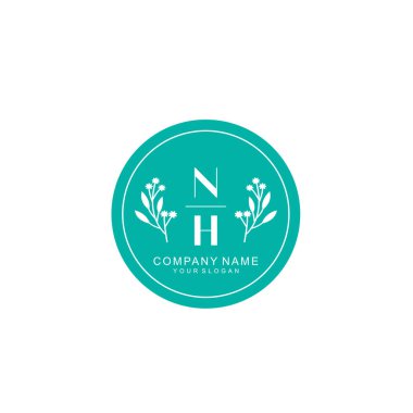 El yazısı NH Baş harfleriyle Çiçek Monogram Logosu Ayarları
