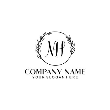 El yazısı NH Baş harfleriyle Çiçek Monogram Logosu Ayarları