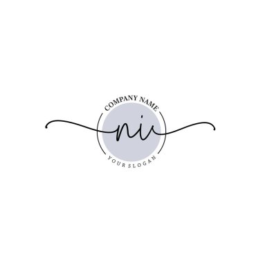 Çiçek ve Min ile Modern El Yazısı NI İlk Logo Şablonları
