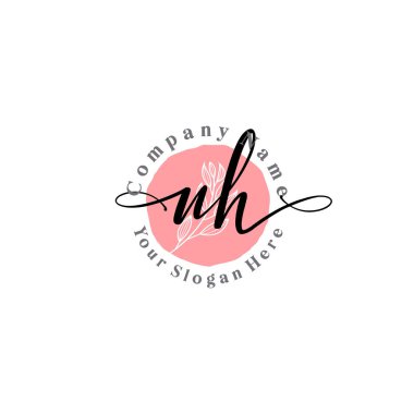 Çiçek ve Min ile Modern El Yazısı NH İlk Logo Şablonları