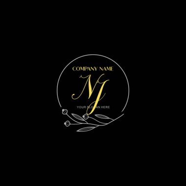 Çiçek ve Lüks Acc ile el yazısı NJ İlk Logo Şablonları